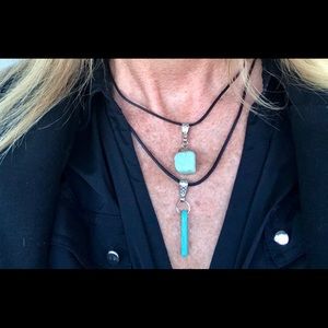Blue Pendant Cord Necklaces